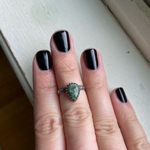 Star Strung Jewelry Poison Drop ring with Seraphinite stone - Size 4